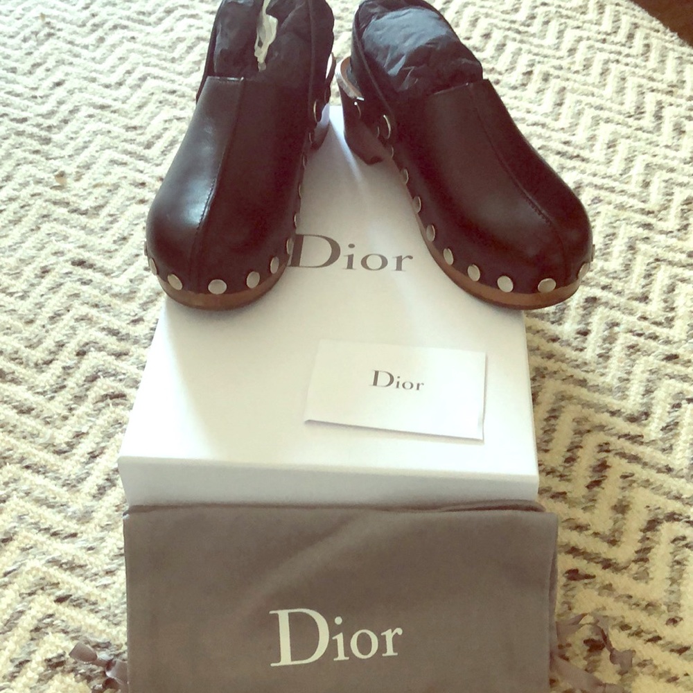 CHRISTIAN DIOR  black clogs